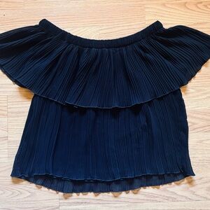 Chic Black Off-Shoulder Pleated Top